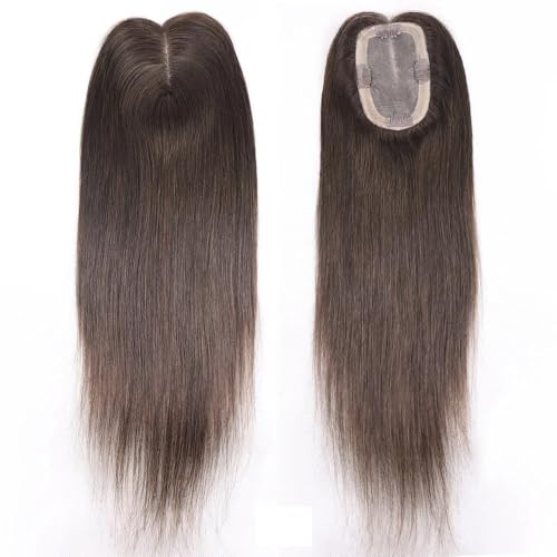 Human Thinning Hairs for Women No Bangs 3x5 Inch Monofilament Large Bases Clip In Topper Wiglets Top Hair Pieces 16 Inch Haar Extensions(Dark brown) von lskdnrufh