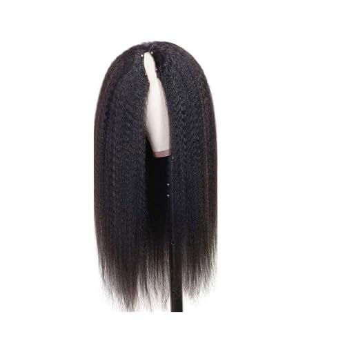 Kinky Straight V-Part Perücke Echthaar Kein Auslassen U-Part Brasilianische Yaki Glatte Remy Haarperücken for Frauen Haar Extensions(180 Density,12inch) von lskdnrufh