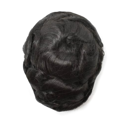 Männliche Haarprothese Herren Haarteil Mono Lace mit PU um männliche Haareinheit Menschliches Haar Parrucca(7x9) von lskdnrufh
