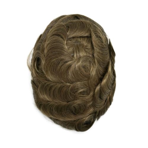 PU Skin Perimeter Männliche Haarprothese Menschliches Haar Toupet for Männer Unsichtbarer Haaransatz Spitzenoberteil Parrucca(7#) von lskdnrufh