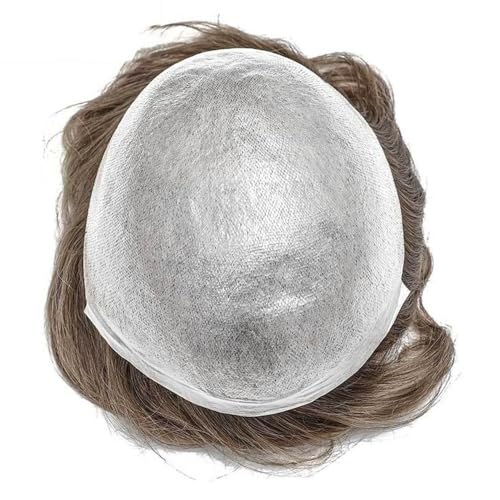Parrucca uomo 0,02–0,03 mm ultradünne Haut, Toupet for Männer, nicht erkennbare knotenlose Haarprothese for Männer, Echthaar Parrucca(6x8) von lskdnrufh