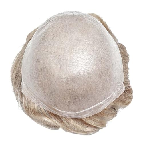 Parrucca uomo 0,03 mm ultradünnes Echthaarsystem mit knotenloser Basis, nicht erkennbare Haarprothese for Männer Parrucca(7x10) von lskdnrufh