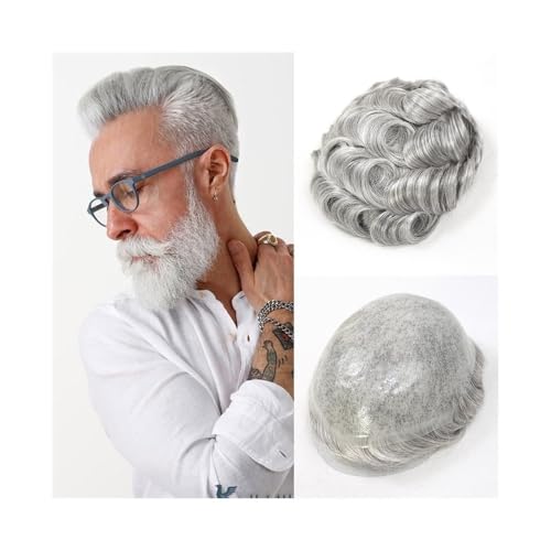 Parrucca uomo 0,06–0,08 mm Voll-PU-Haut 8 x 10 Zoll männliche Kapillarprothese Herren-Toupet-Menschenhaarsystem Parrucca von lskdnrufh