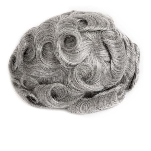 Parrucca uomo 0,1–0,12 mm Poly PU Skin Herrenhaar-Toupet for Männer, Doppelknoten-Prothese, Echthaarsystem Parrucca(6x8) von lskdnrufh