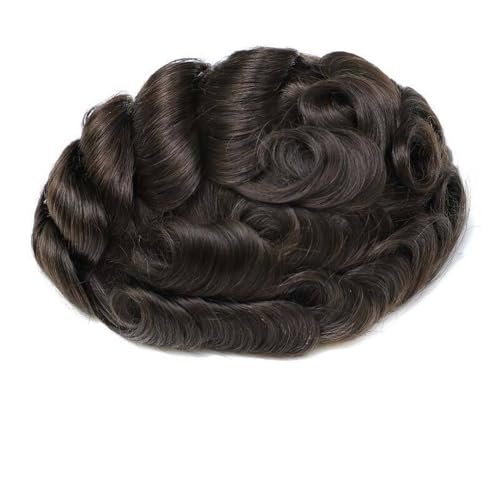 Parrucca uomo 0,1–0,12 mm Vollpolyhaut Herren-Haarteile Toupet for Männer Echthaar-Ersatzsystem injiziert Parrucca(2#Darkest Brown,7x9) von lskdnrufh