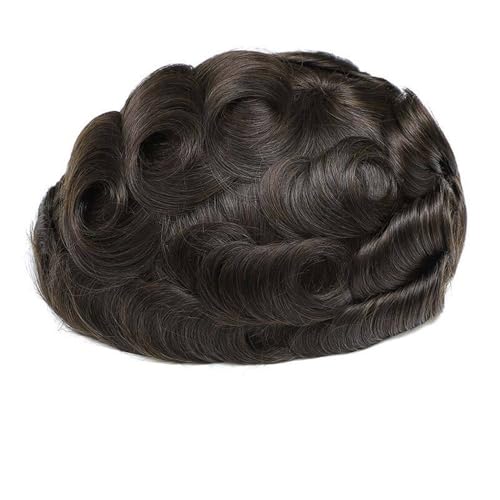 Parrucca uomo 0,1–0,12 mm Vollpolyhaut Herren-Haarteile Toupet for Männer Echthaar-Ersatzsystem injiziert Parrucca(3#Dark Brown,7x10) von lskdnrufh