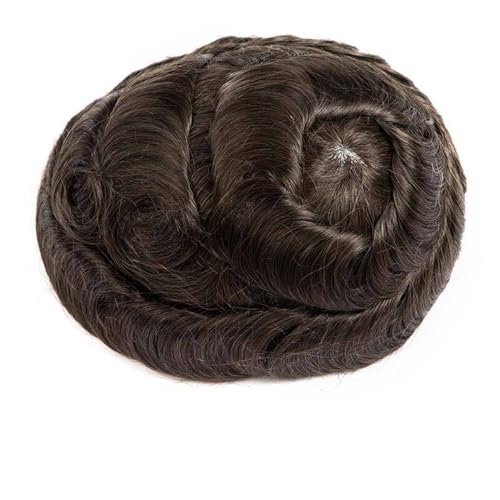 Parrucca uomo 0,1–0,12 mm Vollpolyhaut Herren-Haarteile Toupet for Männer Echthaar-Ersatzsystem injiziert Parrucca(4#Medium Brown,6x9) von lskdnrufh