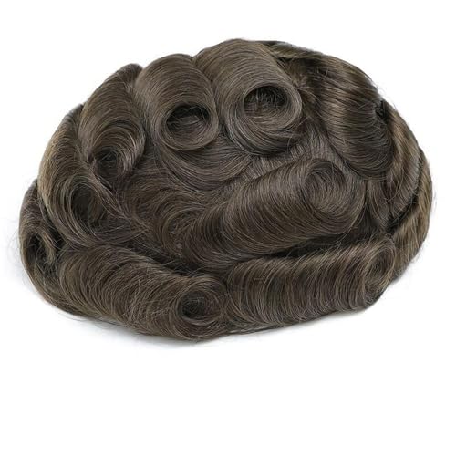 Parrucca uomo 0,1–0,12 mm Vollpolyhaut Herren-Haarteile Toupet for Männer Echthaar-Ersatzsystem injiziert Parrucca(5#Medium Light Brown,6x7) von lskdnrufh