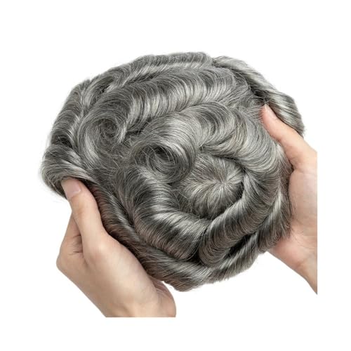 Parrucca uomo 0,1 mm PU-Toupet for Männer, Echthaar, Herrenperücke, Haarprothese, 6 Zoll, natürliche Perücken, männliches Ersatzsystem Parrucca(Grey) von lskdnrufh
