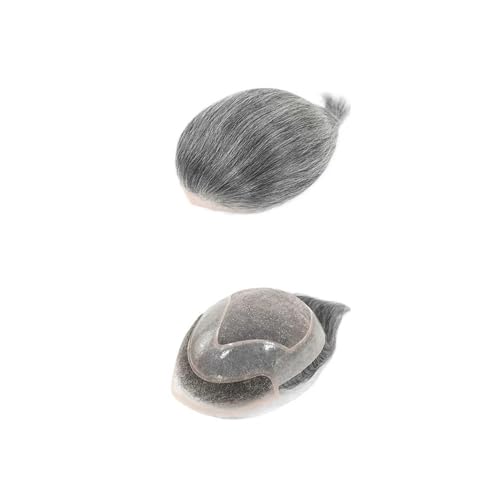 Parrucca uomo #1b40/60/80Grau Männer Haar Ersatz System Mono PU Spitze Front Männlichen Haarteil männer Toupet Perücke for Mann Menschliches Haar 130% Dichte Parrucca(1b40,6"X8") von lskdnrufh