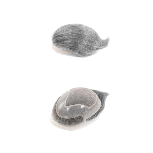 Parrucca uomo #1b40/60/80Grau Männer Haar Ersatz System Mono PU Spitze Front Männlichen Haarteil männer Toupet Perücke for Mann Menschliches Haar 130% Dichte Parrucca(1b60,6"X9") von lskdnrufh