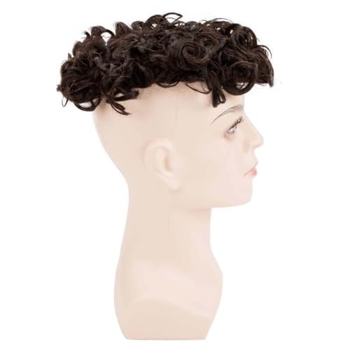 Parrucca uomo 25 mm lockiges Haarteil, feines Mono-Männer-Haar, Prothese, Toupet, indisches Menschenhaar-Ersatzsystem, 7 Zoll Remy-Haar, lockige Männerperücke Parrucca(7"x9") von lskdnrufh
