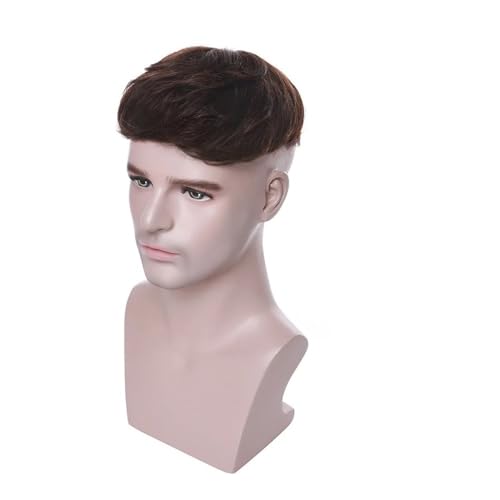 Parrucca uomo 4 Zoll Toupet for Männer Haarteile Echthaar 16x19 cm Haarersatzsystem 150% Dichte Clip in Haarverlängerungen Parrucca(Chocolate brown) von lskdnrufh