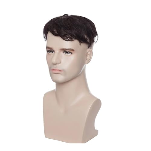 Parrucca uomo 4 Zoll Toupet for Männer Haarteile Echthaar 16x19 cm Haarersatzsystem 150% Dichte Clip in Haarverlängerungen Parrucca(Natural Black) von lskdnrufh