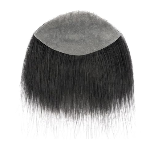 Parrucca uomo 6 Zoll Toupet for Männer Frontal Haarteil Echthaarsystem Natürlicher Haaransatz Ersatz 4x7 Zoll Schwarz Parrucca von lskdnrufh