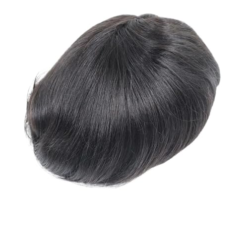Parrucca uomo 6 Zoll französische Spitze Herren Toupet Pu um Echthaar-System for Männer natürliche Haarteile Parrucca(8"X10") von lskdnrufh