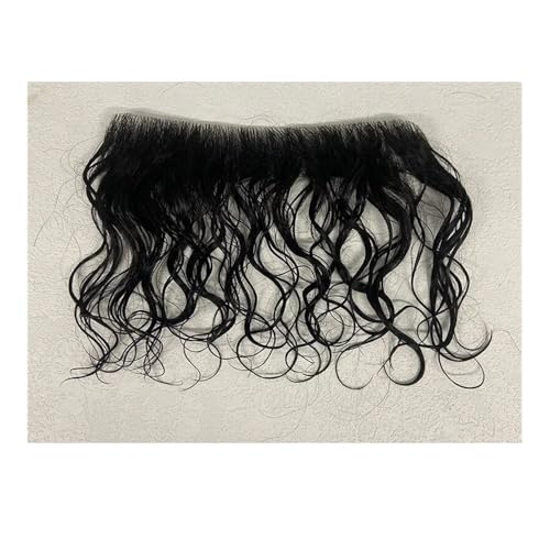 Parrucca uomo 6 Zoll lockige realistische Echthaarperücken mit vorderem Haaransatz for Männer Echthaarteile Systeme Vollhaut-Toupet for Männer Kapillarprothese Parrucca(Black 25mm curly,2.5x16cm) von lskdnrufh