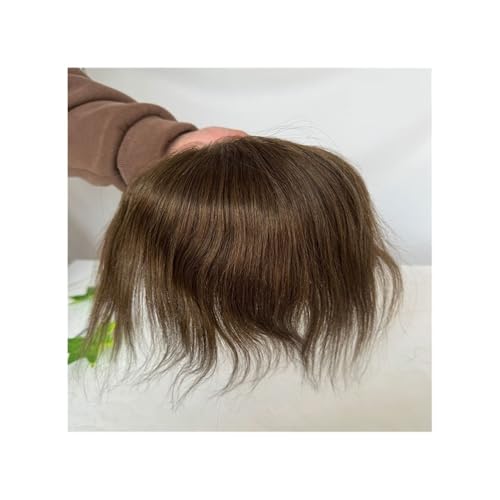 Parrucca uomo 7x16cm Herren Haaransatz PU Toupet Schwarzes Haar for Frontal Haarteil 100% Echthaar D Style Topper Ersatzsystem Toupet for Männer Parrucca(Brown) von lskdnrufh