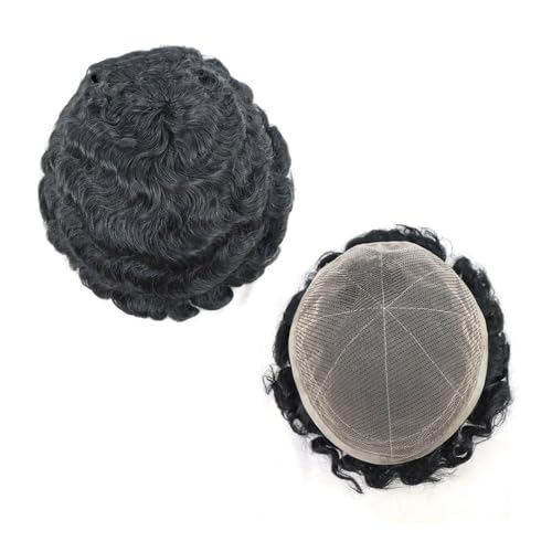 Parrucca uomo 8"x10" Atmungsaktives Vollspitzen-Toupet aus Echthaar, Afro Kinky Curly, for Männer, Ersatz-Haarteil Parrucca(10mm) von lskdnrufh
