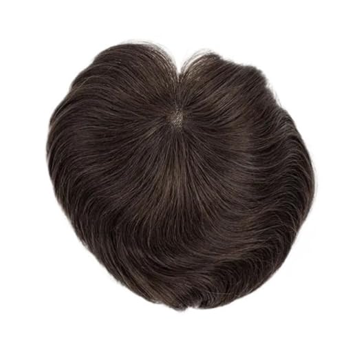 Parrucca uomo 8X8 cm Kleines Männer-Toupet Echtes Menschenhaar Weiche Dünne Haut Herren-Haarteile Haarersatzsystem Bei Leichtem Haarausfall Parrucca(Dark Brown) von lskdnrufh