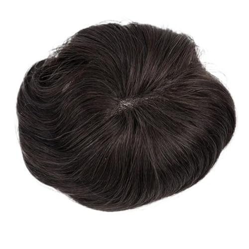 Parrucca uomo 8X8 cm Kleines Männer-Toupet Echtes Menschenhaar Weiche Dünne Haut Herren-Haarteile Haarersatzsystem Bei Leichtem Haarausfall Parrucca(Natural Black) von lskdnrufh