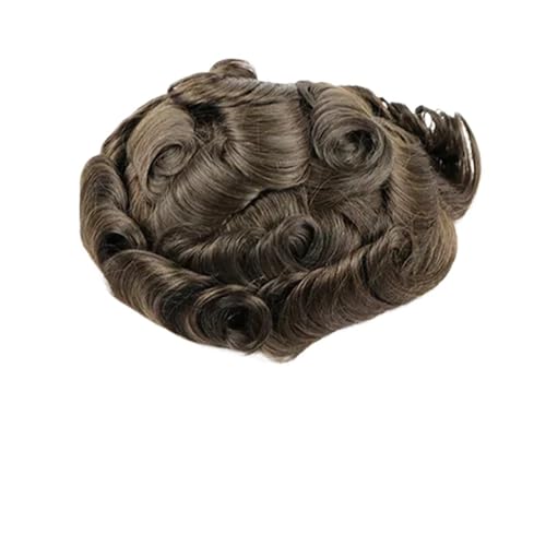 Parrucca uomo Echthaar-Toupet for Männer mit dünner PU-Haut, 30 mm gewellte Haarteile, Ersatzsystem for Haarprotheseneinheiten for Männer Parrucca(Light brown,6"X8") von lskdnrufh