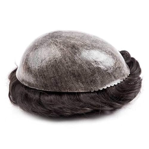 Parrucca uomo Ersatzsystem Herren-Toupet, dünne Haut, Injektion, PU, ​​alle Poly-Basis, indisches Menschenhaar Parrucca(5x7) von lskdnrufh