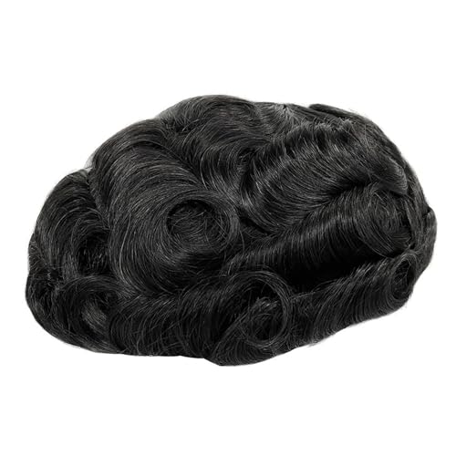 Parrucca uomo Glattes Toupet for Männer Echthaarperücke Feine Mono- und NPU-Basis Herrentoupet Indisches Remy-Haar Prothese Toupet Haarsystem Haarteil Parrucca(7"x10") von lskdnrufh