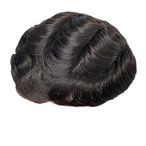 Parrucca uomo Haar Herren Toupet Diamant Spitze Top Seide Basis Menschliches mit PU Haut Perimeter Knotenlose Mann Haar Prothese Parrucca(Natural Color,7x10) von lskdnrufh