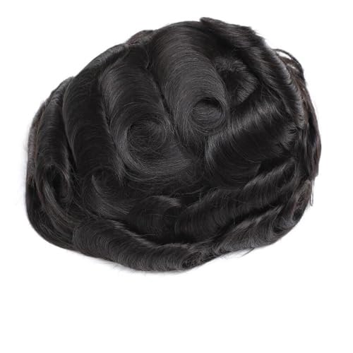 Parrucca uomo Haar Herren Toupet Diamant Spitze Top Seide Basis Menschliches mit PU Haut Perimeter Knotenlose Mann Haar Prothese Parrucca(Off Black,7x10) von lskdnrufh