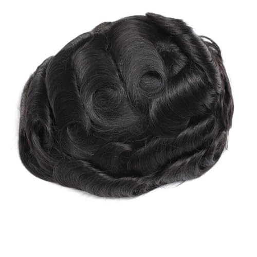 Parrucca uomo Herren-Toupet, französische Spitze vorne, Echthaarteile mit weicher PU-Haut auf der Rückseite, männliche Haarprothese Parrucca(6x8) von lskdnrufh