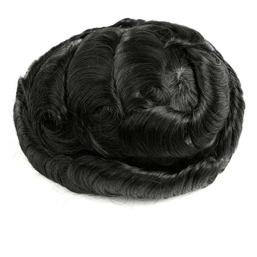 Parrucca uomo Indisches Menschenhaar Männliche Kapillarprothese Injektion Vollhaut Haarsystem Keine Knoten Herren Toupet Parrucca(Black,7x8) von lskdnrufh