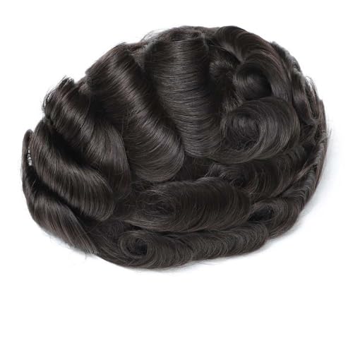 Parrucca uomo Indisches Menschenhaar Männliche Kapillarprothese Injektion Vollhaut Haarsystem Keine Knoten Herren Toupet Parrucca(Darkest Brown,6x8) von lskdnrufh