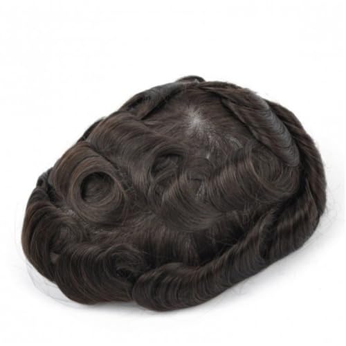 Parrucca uomo Kinky Curly Perücke for Männer Feines Mono Top und PU Perimeter Haar Toupet Atmungsaktive männliche Haarprothese Kapillare 7" Weiches Echthaar System Einheit Parrucca(7"x9") von lskdnrufh