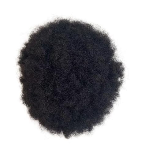 Parrucca uomo Männer 6" Toupet Volle dünne Haut 0,04-0,06 mm PU-Basis Echthaarperücke Afro Curly Remy System Herren Haarteil Natürliche Farbe Parrucca(8"x10") von lskdnrufh