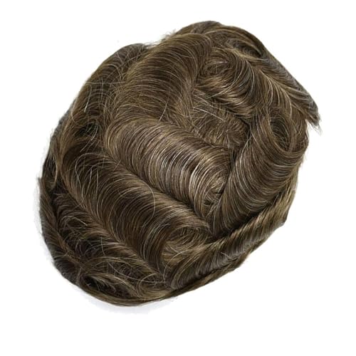 Parrucca uomo Natürlicher Haaransatz, feines Mono-Toupet for Männer, Echthaar-Ersatzsystem mit NPU-Haarprothese, männliche Perücken Parrucca(#410,8x10) von lskdnrufh