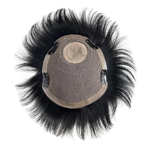 Parrucca uomo PU Around Base Herren-Kapillarprothese Echthaar-Toupets for Männer mit 4 Clips, atmungsaktives Spitzenoberteil Parrucca(14x19cm) von lskdnrufh