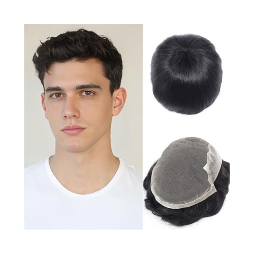 Parrucca uomo PU Dünne Haut Herren Toupet Haare Ersatz System Menschliches Haar Kapillare Prothese Weiche Spitze Top Parrucca(8x10) von lskdnrufh