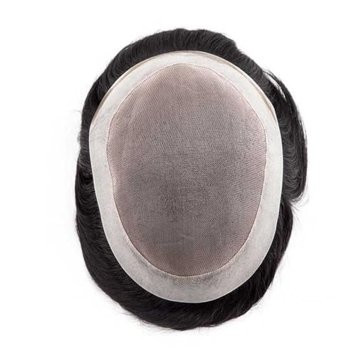 Parrucca uomo PU Haut Basis Menschliches Haar Männlichen Haar Prothese Toupet for Männer Indische Feine Mono Breite Parrucca(1#,7x9) von lskdnrufh
