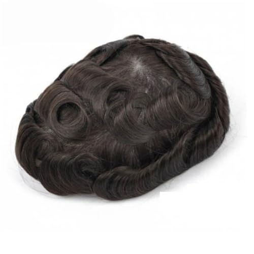Parrucca uomo PU-Haut-Toupet for Männer Echthaar 0,12-0,14 mm Injektionsersatzsystem Herrenhaarprothese Parrucca(#2,6x9) von lskdnrufh