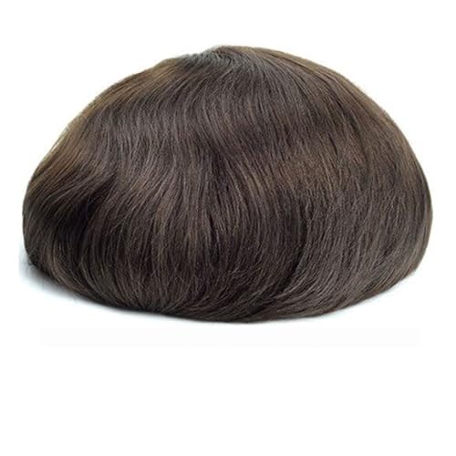 Parrucca uomo PU-Verstärkung um das Toupet for Männer, Echthaar, männliche Haarprothese, atmungsaktive Monospitze Parrucca(Darkest Brown,7x9) von lskdnrufh