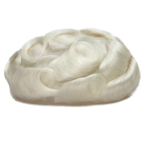 Parrucca uomo Toupet for Männer Haarteile Echthaar Weiche Schweizer Spitze Herren Haarersatzsysteme Haarteil Natürlicher Haaransatz Parrucca(Silver white,7"X9") von lskdnrufh