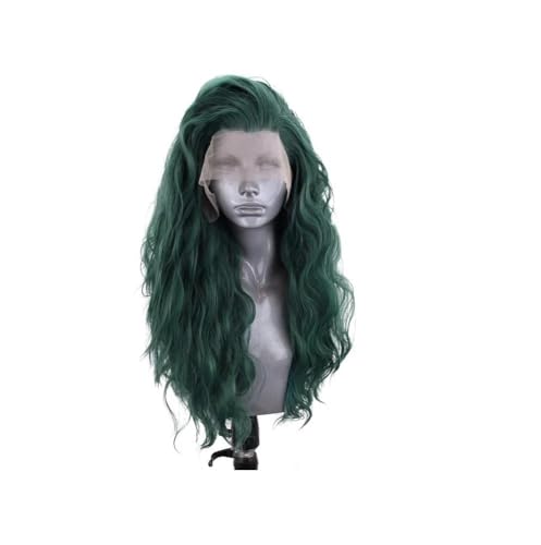 Perücken Synthetische lange lockige Haar-Perücken, synthetische Spitze-Front-Perücke, Haar-Hochtemperatur-Haar, gewellte Perücken for Frauen, Cosplay-Perücke, Haar-Perücken Damenperücken(Green Wig,22I von lskdnrufh