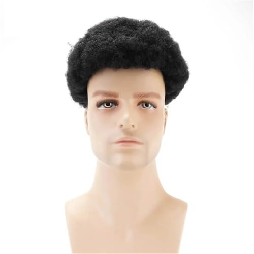 Prothesensystem Doppeltes Haar Geknotet Haltbare Hautbasis Afro Curly Toupet Menschliches Haar Männlich for Männer Parrucca(8mm) von lskdnrufh