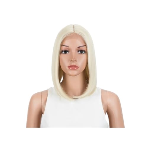 Synthetische Lace Front Perücke Gerade Kurze Bob 12 Zoll Perücken for Frauen Cosplay Perücken Mittelteil Lace Perücke Haar Extensions(Blonde) von lskdnrufh