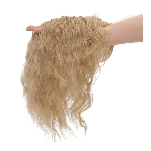 Synthetisches lockiges gewelltes Toupet mit Pony, Clip-In-Haarverlängerungen, Haarteile, Haarersatz for Frauen Haar Extensions(Natural Blonde) von lskdnrufh
