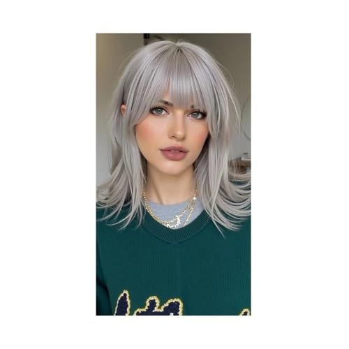 10 Zoll Remy Echthaar-Topper mit Pony, Haarteile, Seidenbasis, 3 Clips in Haar-Toppern for Frauen, Haarverlängerungen Haar Extensions(Gay) von lskdnrufh