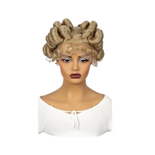 Transparente Geflochtene Vollspitzen-Perücke, handgemachte knotenlose synthetische Perücke für schwarze Frauen 6 Zoll Frauenhaar-Topper (Ash Blonde) von lskdnrufh