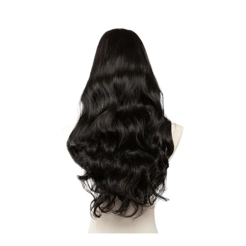 Synthetische Gewellte U-Teil-Perücken For Frauen, For Anklipsen, Haarverlängerung, Unsichtbare Halbe Falsche Perücke, 61 Cm, Natürliche Haarteile Haar Extensions(Off Black) von lskdnrufh