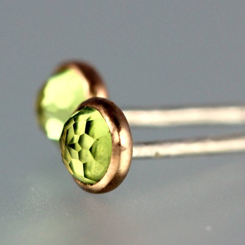 Peridot Ohrstecker - Rosenschliff 14 Kt Roségold Ohrringe Edelstein Peridot Ohrstecker - Rosenschliff 14 Kt Roségold Ohrringe Edelstein von lsueszabo
